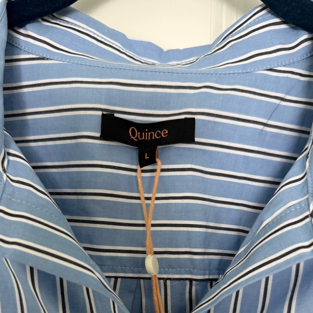 NWT Quince 100% Organic Cotton Drop Waist Shirt Dress in Tribeca Stripe - Picture 10 of 12